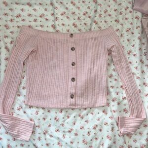 Pink off shoulder crop top